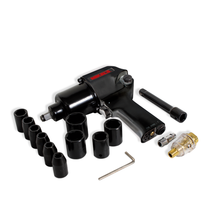 PISTOLA DE IMPACTO NEUMÁTICA (1/2”, 529 LB/FT) CON KIT DE 10 DADOS