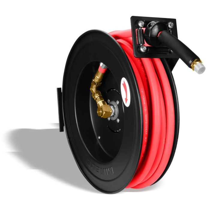 CARRETE DE ACERO CON MANGUERA 1/2” SISTEMA RETRÁCTIL 15 M CAM-1